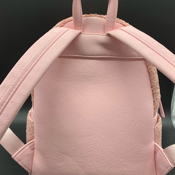 Disney Loungefly Millennial Pink Sequins Mini Backpack- Original Logo Rare HTF. main image 15